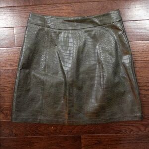 FRNCH Paris Olive Croc-Embossed Faux Leather Mini Skirt – NWT Size S